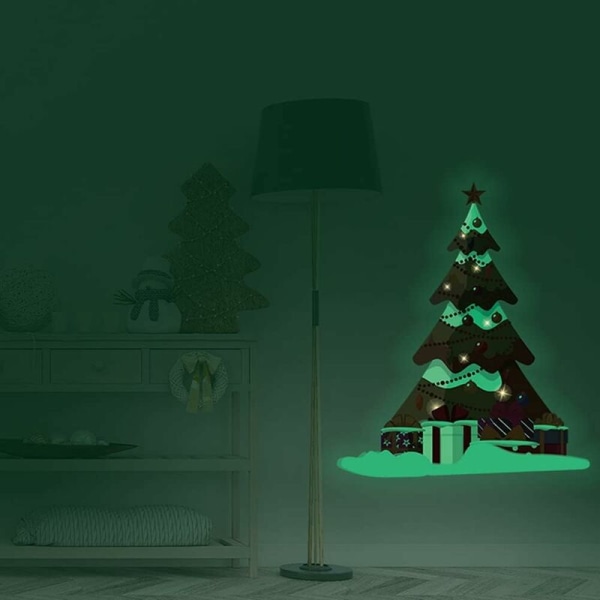Gör-det-själv-juldekor Väggdekaler Glow in The Dark Julgran Hemdekoration för väggkakel Fönster för sovrum Vardagsrum 21x24cm