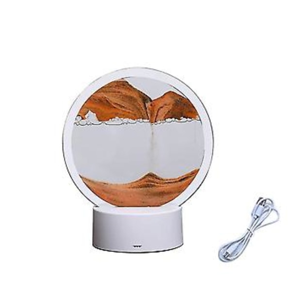 Led RGB Sandscape Lampa Rörlig Sandkonst Nattlampa Med 7 Färger Timglas Ljus 3D Display Dekor