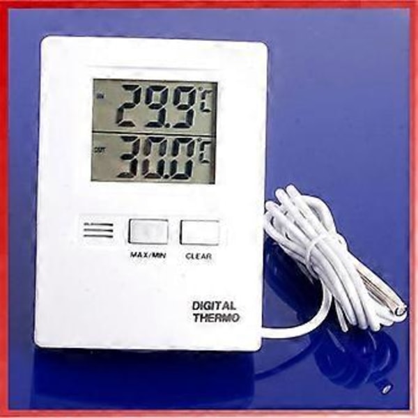 Vit Digital LCD Inomhus- och Utomhustermometer Temperaturmätare