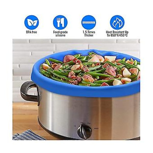2 Pakning Slow Cooker-poser - Gjenbrukbar Gryteinndeler, Silikon Kokeposer Passer 6 Quarts Gryte (rød+bl