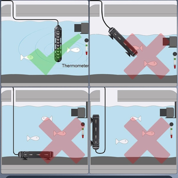 100W nedsænkelig akvarievarmer - Justerbar elektronisk varmestav med termostat - Overophedningsbeskyttelse, Eksplosionssikker, Varmeopsamling