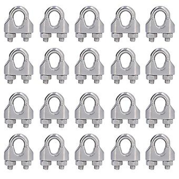 20 stk. rustfritt stål vaierklemme hardware rigging kabelklemme lås festeklemmer M3 (3 mm)