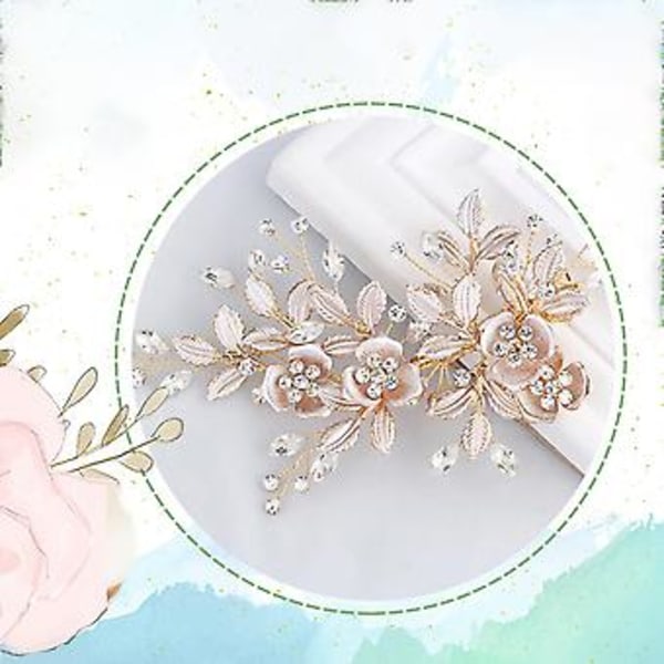 Brudekrystaller Rhinestones Blomst Blad Bryllup Hårspenne Barrettes Brudehodeplagg Hårtilbehør for Kvinner