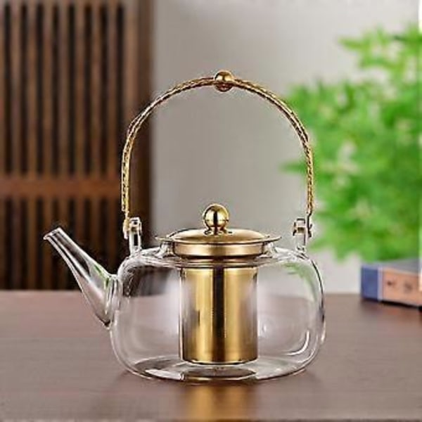 Tykkere Glas Tekande Transparent Tekande Filter Tekande Hjem Varme- Blomstertekande Guld