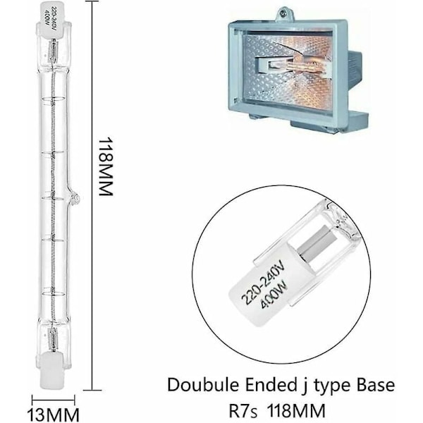 R7s Eco Halogeenilamput 118mm 400W 230V 3100lm Lämmin Valkoinen 2700K J (4 kpl)