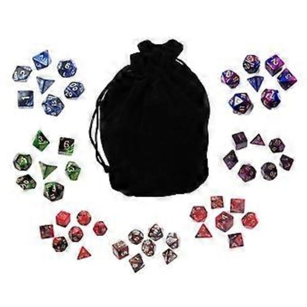 49 kpl Hartsi Sekalaisia Monitahokkaita Noppia Pussilla DND RPG Pelileluihin D4 D6 D8 D10 D% D12 D20
