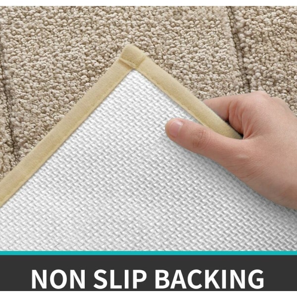 Bademåtte skridsikker absorberende 40x60cm brusebadsmåtte tyk blød badeværelsestæppe mikrofiber maskinvaskbar beige