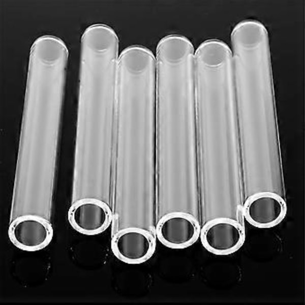 6 st 4 tum Klar Borosilikatglasrör 12 mm YD 8 mm ID 2 mm Tjocka Glasblåsningsrör med Rengöringsborste