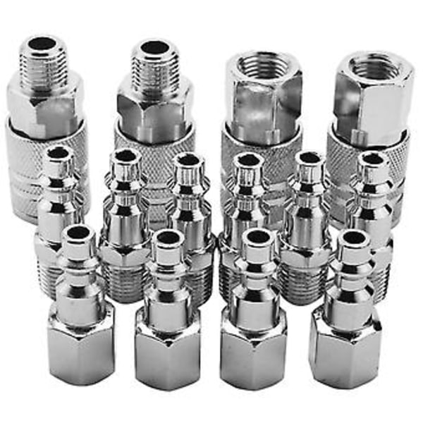 14 stk. Slangekobling Kompressorbeslag 1/4 Tommers Bsp Metallkoblinger Kobling Fe Rele