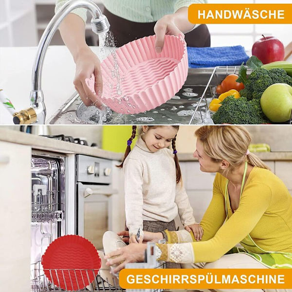 Kök och matlagningstillbehör, Air Fryer-tillbehör, air fryer-form, Air Fryer Silikonkruka Korg, Återanvändbar i mikrovågsugnar, ångkokare-1st (Gr