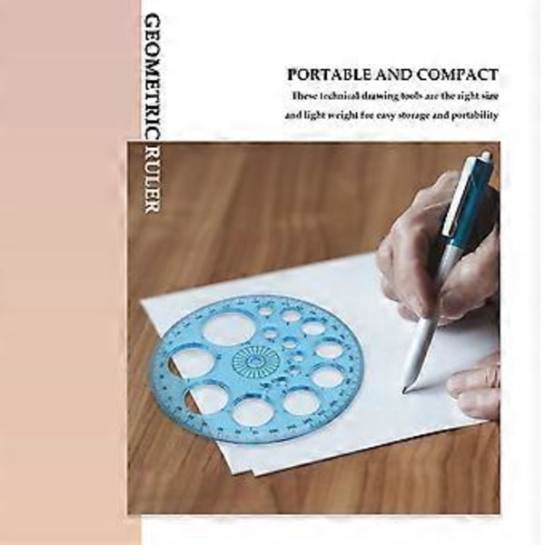 2 kpl Monitoiminen Geometrinen Viivain Muovinen Ympyrän Piirtotyökalu Piirustusmallit Kirkkaat Graafisen Suunnittelun Työkalut