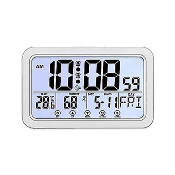 Digitala elektroniska digitala väckarklockor för skrivbord, sovrum, vit