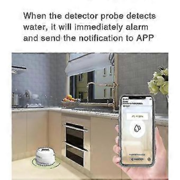 Wifi Vattenläckagedetektor Sensor Alarm Läckagedetektor Ljud Smart Life App Översvämningsvarning Överflödes Säkerhet