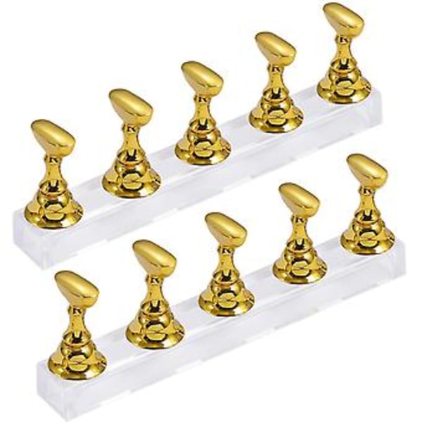 2 stk. Akryl Negle Display Stand Negle Tip Øvelsesholder, guld
