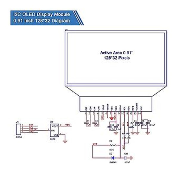 5 Stycken I2c Display Modul 0.91 Tum I2c Oled Display Modul I2c Oled Skärm Drivrutin Dc 3.3v-5v(whi