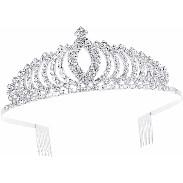 Rhinestone Tiara Crown, Silver Crystal Crown Med Kam För Bröllop Brudfest