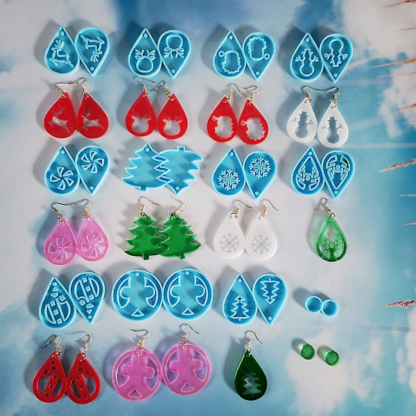 Juleørering Epoxy Resin Form Ørehæng Dangler Vedhæng Silikoneform DIY