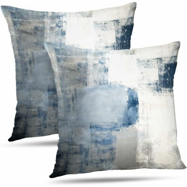 Lumbaalinen tyynynpäällinen, 2 kappaleen pakkaus pehmeästä samettisesta koristetyynynpäällisestä sohvalle, makuuhuoneeseen, autoon - 18 x 18 tuumaa sininen ja harmaa