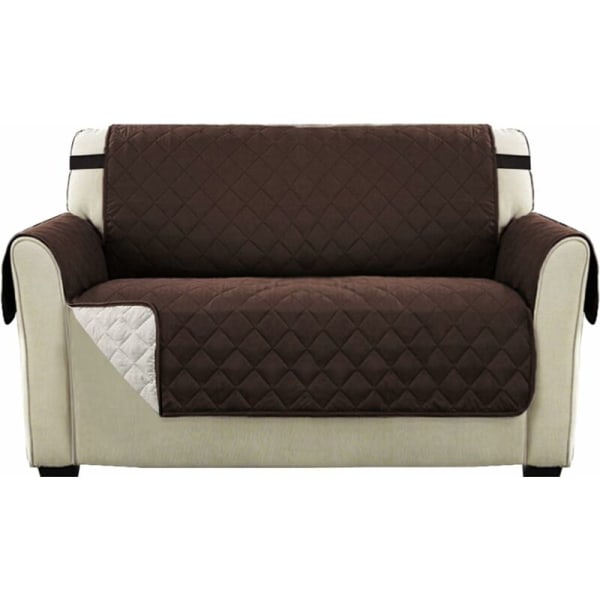 Reversibel sofföverdrag, möbelskydd, 2-sits soffa quiltad, sittbredd upp till 46\", halkfri 2\" rem, maskintvättbar