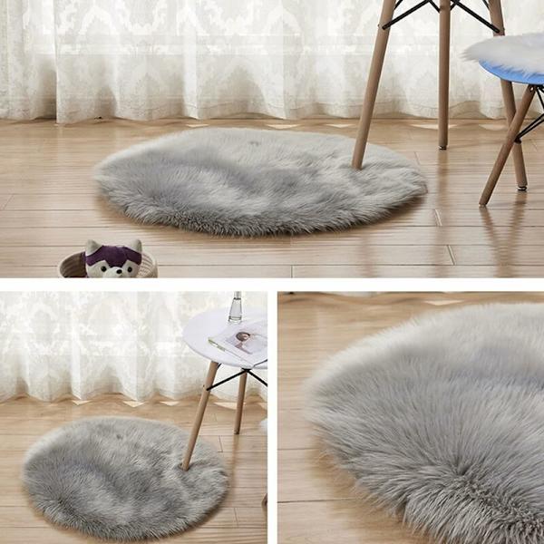 Faux päls mjuk fluffig enkel fårskinn stule stil matta, Faux Fleece stolsskydd sittdyna mjuk fluffig lurvig matta för sovrum soffa golv