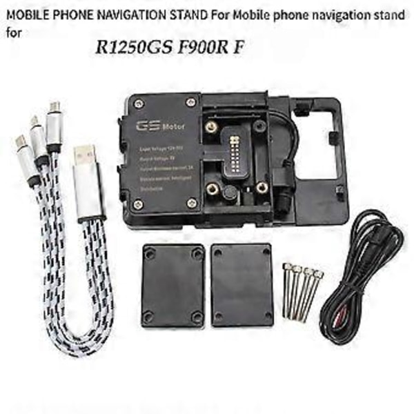 Motorcykeltilbehør Telefonholder Mobil Navigation Beslag USB Oplader til R1200GS R1250GS F750GS F850GS F900R