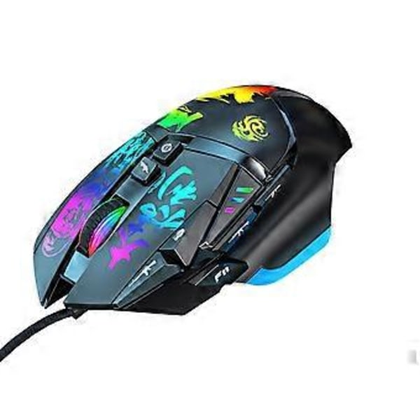 RGB Gamingmus Trådbunden Ergonomisk Datormus med Chroma Bakgrundsbelysning 6400DPI Justerbar USB PC-mus för Windows Spel