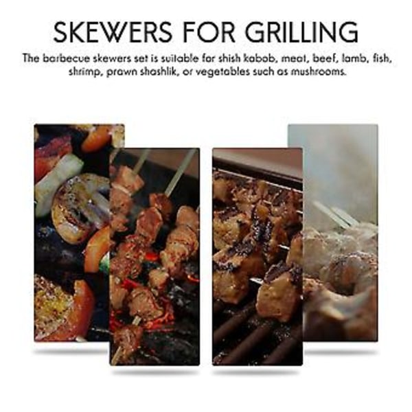 Grillspyd, 43 cm, 10 stk. Flade grillspyd i rustfrit stål, til kebab