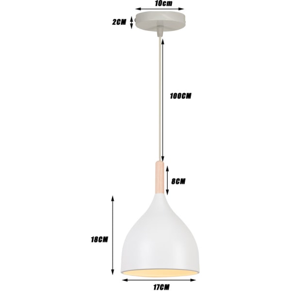 Modern Ceiling Pendant Light Metal Wooden Hanging Lamp Adjustable Chandelier White