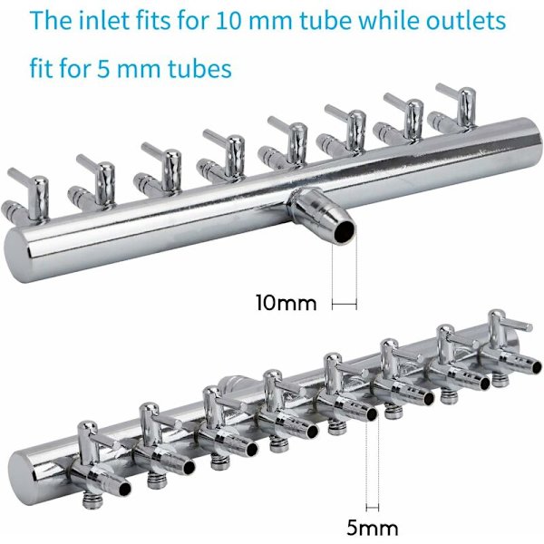 Akvarie Luftflödeskontroll Spak Ventil Fördelare Splitter Pump Tillbehör Set Med Backventil Och Sugkoppar För Fisk Tank (8 Väg)