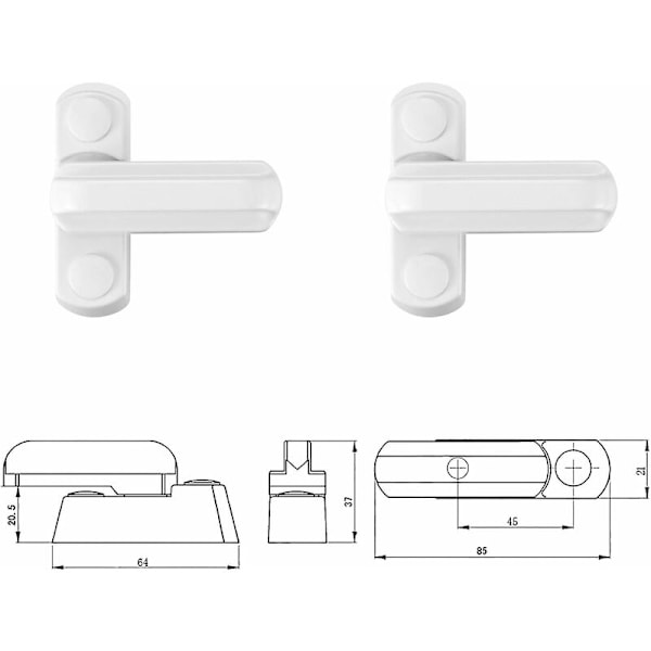 8 stk. Sash Jammer Stærk Zink Legering Ekstra Sikkerhedslåse Sash Bloker Jammer Til Forskellige Upvc/PVC Døre Og Vinduer Og Hjemmesikkerhed-Hvid