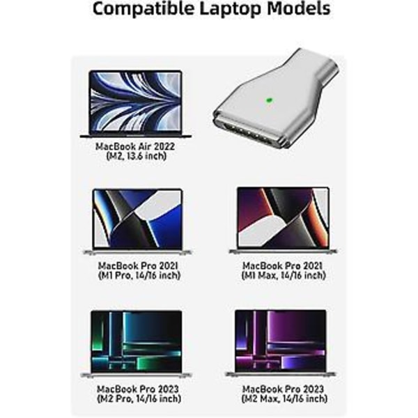 140W USB C til magnetisk 3 ladeadapter kompatibel for Pro 2023 (M2, 14/16 tommer), for 2022 (M2)