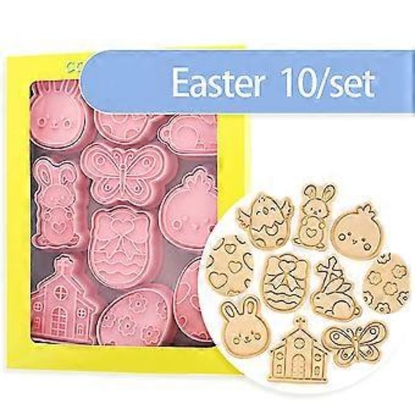 10 st Påskhare Kakform Tecknad Påskägg Kycklingar Fjäril Kex Fondant Bakform