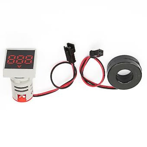 LED Indikatorlys Mini Digitalt Strømmeter LED Display Amperemeter Firkantet Signallampe (Rød)