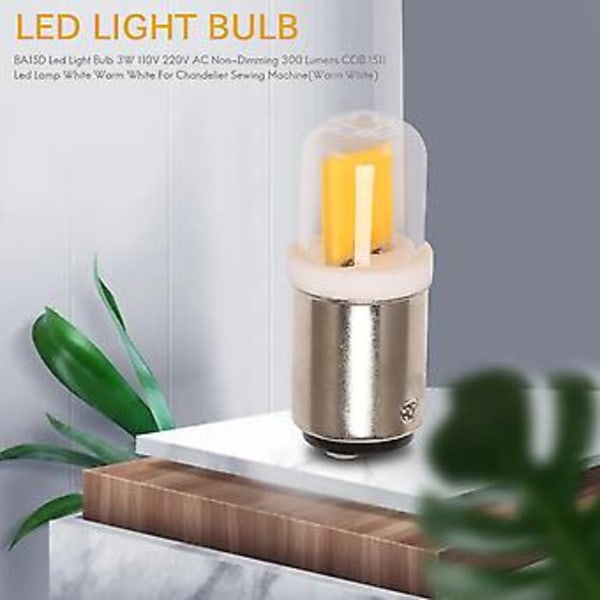 Ba15d Led Pære 3w Ac Ikke-dæmpbar 300 Lumen Cob 1511 Led Lampe Varm Til