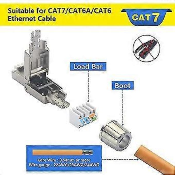 8 st Rj45 Cat7 Kontakter Verktygsfria Återanvändbara Sftp Utp Kabel Snabb