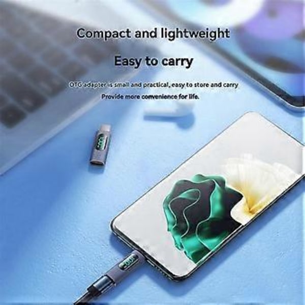 USB C -sovitin 100W Type C -tehomittari digitaalisella näytöllä , Pro, 15 Harmaa