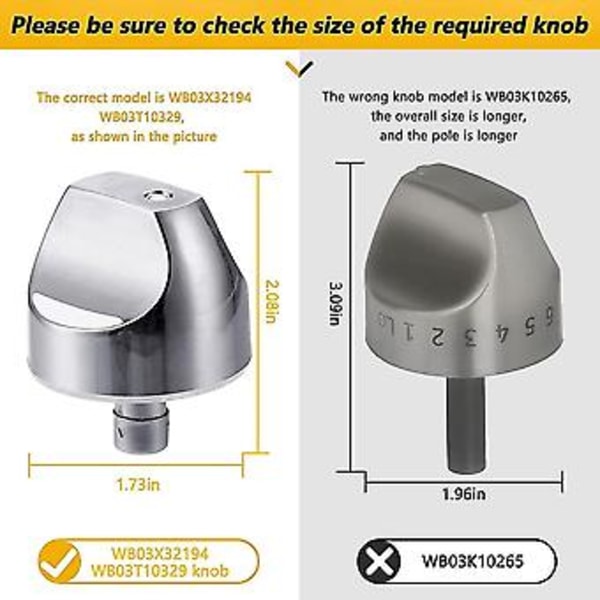 Komfyrtopp Brenner Kontroll Bryter Knott Reservedeler For . Komfyr/ovn Wb03t10329, Wb03x32194, Wb03x25889, (5 stk)