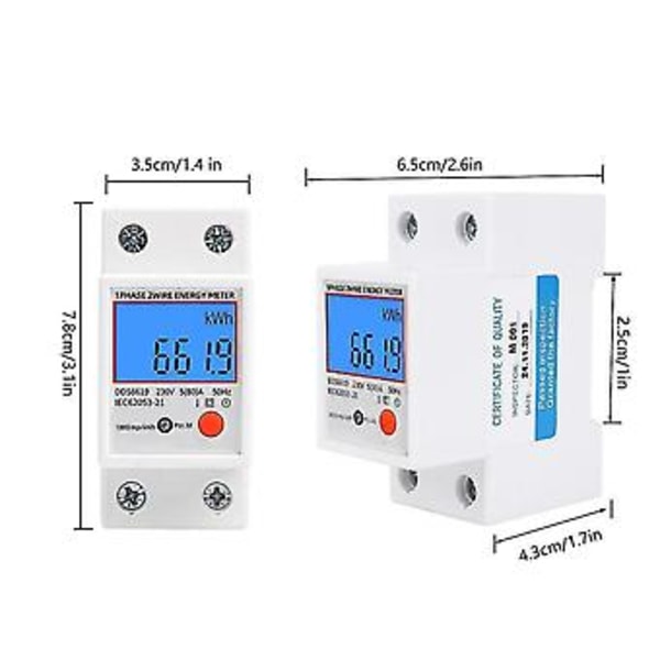 Sinotimer Dds6619-012 Ac 220v 80a Lcd Digital Bakgrunnsbelysning Enkelfase Energimåler Kwh Strømforbruk