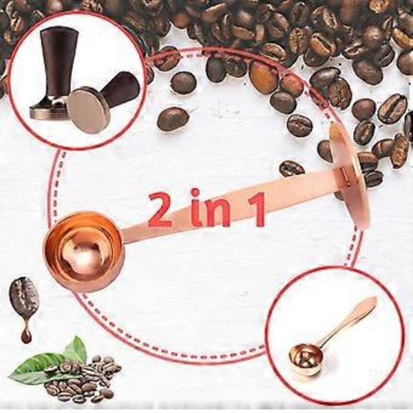 Ruostumattomasta teräksestä valmistettu kahvilusikka 2-in-1 Espresso mitta ja Tamper lusikka Espresso koneen uskollinen kumppani