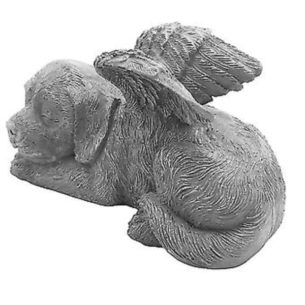 Hund Ängel Husdjursminne Gravsten Markerings Skulpterad Staty, Resin, Stenfinish