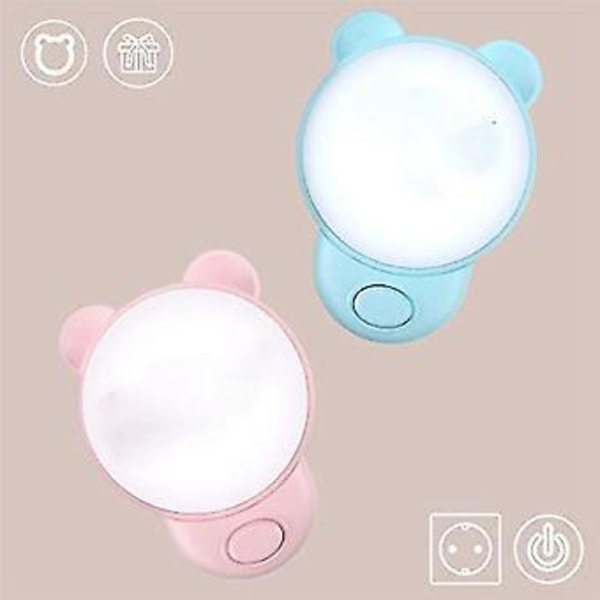 Natlampe Børnestik Med Kontakt LED Lampe 2 stk. Pink EU Stik