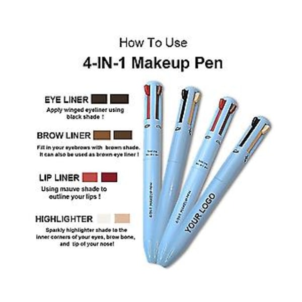 4-i-1 Sminkpenna Touch-up Penna Smink Ögonbrynspenna Vattentät 4 Färger Multifunktionell Smink Beau