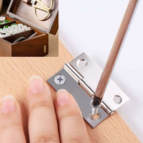 30-pack mini gångjärn 25 mm rostfritt stål stängda dörrgångjärn miniatyr möbelbeslag dörrgångjärn med skruvar för DIY smyckeskrin dockhus