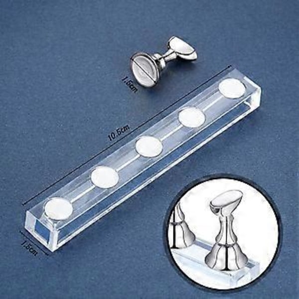 4 Set Akryl Nagel Hållare Magnetisk Nagel Övningsställ (silver)