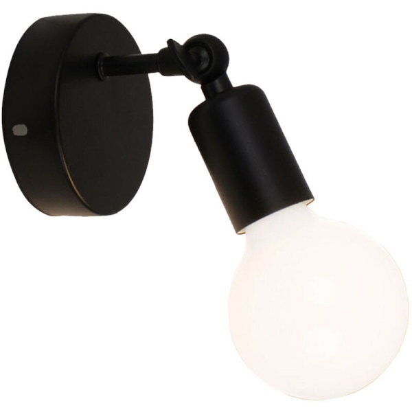 Industriel vægspotlight Edison indendørs væglampe væg træ metal lampetlampe 2 lys træ farve + sort