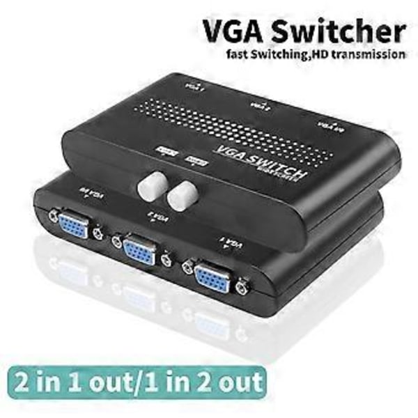 2 in 1 Out VGA -kytkinjakaja Videomuunninadapteri HD-videonäyttö projektorille PC TV -kannettavalle