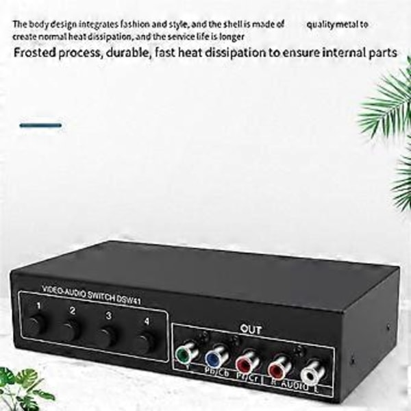 4x1 Komponent Video Signal Switch YPbPr YCbCr Audio DSW41 Divider Panel Knapp Manuell Bryter CVBS 720P Metallskall