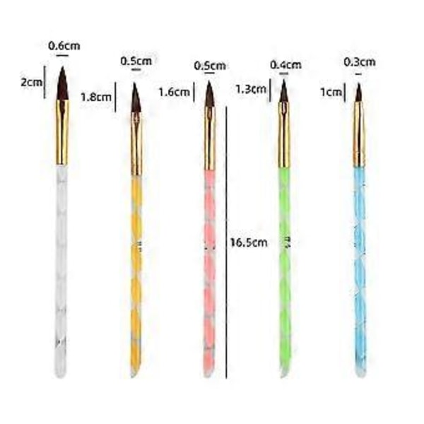 5 st Nagelkonstpenna 3d Kristallblomma Byggare Skulptering Diy Ritborste Manikyr Tips Salong Set Nagel Dotting Verktyg Punktmålning