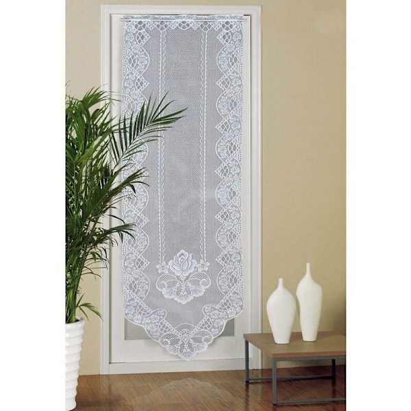 Blonde Dørgardin, 60cm x 180cm Semi Sheer Vindue Voile Gardiner, Broderet Gardin til Hjemmeindretning Stue, Soveværelse, Hvid