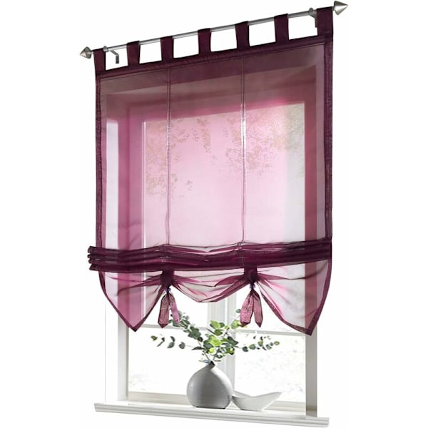 Roomalainen verho silmukoilla Keittiön roomalaiset kaihtimet läpikuultavat verhot kaihtimella Silmukka Moderni Voile Punaviini LxK 60x155cm 1 kpl